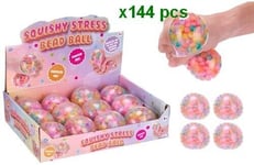 BK534	lot de 144 pcs : Squishy Stress Bead Ball 7cm in display (12)