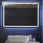 Helloshop26 - Miroir de salle de bain led tactile mural 3 en 1 éclairage blanc froid chaud neutre anti buée miroir lumineux cosmétique de maquillage