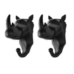 2 pièces patère Animal crochet patère porte-clé support mural (rhinocéros noir