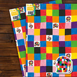 Birthday Wrapping Paper 6 Sheets 6 Tags Elmer the Patchwork Elephant Sheet Size 70cmx50cm Official Product Responsibly Resourced