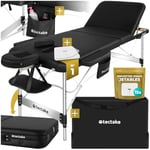 TecTake® Table de Massage Pliante Professionnelle 3 Zones Aluminium Cosmetique Lit de Massage Table Esthetique Tatouage Portable avec Appuie-tête Amovible Repose Bras, Housse de Transport Incluse