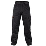 Black Hammer Mens Combat Work Trousers Cargo Pants Multi Pockets Joggers Reinforced Seams Tradesman Warehouse Survival Black (40W / 33 Long)