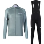 Ebriche hommes cyclisme maillot ensemble hiver chaud à manches longues vtt veste avec bavoir rembourré pantalon collants vélo équitation vêtements