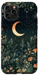 iPhone 11 Pro Night Forest Dark Cottagecore Crescent Moon Botanical Case