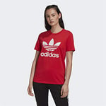 Adidas Women's TREFOIL TEE T-Shirt, Lush red/White, 18 UK