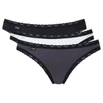 Sloggi Women's 24/7 Weekend Tanga C3P Briefs, BLACK COMBINATION, 12