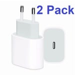 2 Pack iPhone laddare för Apple USB-C strömadapter 20W PD