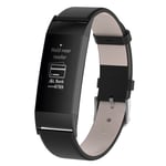 Fitbit Charge 3 äkta läder klockband - Svart