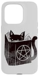 Coque pour iPhone 15 Pro SataniCat Pentagramme Chat Satan Demon Necronomicon Lover