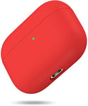 MOVING LIFE Coque en Silicone Liquide pour AirPods Pro 2019, étui Rigide de Protection Hybride à Triple Couche Housse Antichoc Compatible avec Apple AirPods Pro (Rouge)