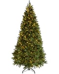 WeRChristmas 7 ft Craford Pine Cone Pre-Lit Multi-Function Christmas Tree with 500 Static Warm White LED Lights