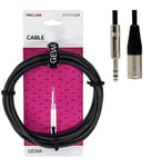 GEWA Liaison audio symétrique Pro Line 3m, noir, prise REAN, 1x jack stéréo 6,3 mm - 1x XLR (m), 190716