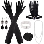 1920-tals accessoarer set för kvinnor Flapper huvudbonad pannband