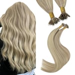 YoungSee Extension Nano Ring Cheveux Naturel Blond Extension a Froid Blond Highlight 20 Pouces 50 Cm Extension Cheveux Humain Anneau Extension Cheveux Naturel Pose a Froid 50Brin/50G #P16/22