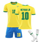 Brasilien Hemma Gul Jersey Set Barn Vuxna Fotboll Fotbollströja Träningströja Kostym No.10 NEYMAR JR 28