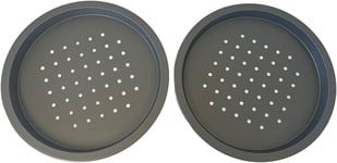 2 x 12" Deep Pizza Pan Oven Round Crisper Chip Twin Pack Carbon Steel Non Stick