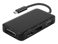 DLH - Adaptateur vidéo - 24 pin USB-C mâle pour HD-15 (VGA), DisplayPort, DVI, HDMI femelle - 15 cm - noir - prise en charge de 4K60Hz (3 840 x 2 160) (DP), 4K30Hz (HDMI)