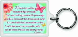 Don't Stop Smiling Sentimental Keyring Encouragement Words All Occasion New Gift