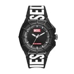 Diesel Framed Montre pour Homme, Mouvement à Quartz à Énergie Solaire, Bracelet en Silicone, Acier Inoxydable ou Cuir, Noir et Blanc, 51mm