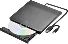 External CD DVD Drive, Portable USB 3.0 Type-C DVD/CD RW Writer Burner Drive DVD