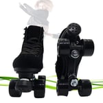 Quad Roller Skates for Adults and Kids, Retro Roller Boots with ABEC 7 Bearings- Multiple Colours(Ages 8-40),Black,35