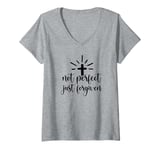 Womens Not Perfect Just Forgiven Christian Religous Quote Art V-Neck T-Shirt