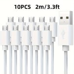 Câble Micro Usb Pour Recharge Rapide Et Transfert De Données,Cordon De Chargeur Pour Samsung Dock S7 Edge Et Tablettes,10 Pièces/Lot - Type 10pcs-2m