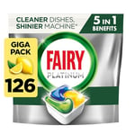 Fairy Platinum Complete Lemon Dishwasher Tablets 126ct, Fairy Dishwasher Tablets Platinum, Dishwasher Tablets Bulk, Pack of 6 (21 pod per pack)