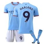 2223 Manchester City Home Barnfotbollsdräkt nr 9 Haaland new Fotbollssatser 8-9years