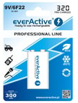 Akku everActive Professional Käyttövalmis 9V 320mAh akku, 1 kpl