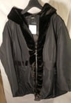 Women Hooded Jacket Black Full Zip Casual Winter Ladies Fashion Jacket UK12 EU38