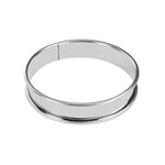 De Buyer - Cercle à tarte rond en inox à bord roulé - 10 x 2 cm - Surface Lisse, Démoulage Facile, Pour des Résultats Sans Défaut et Délicieux, Argent