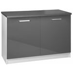 Meuble De Cuisine Bas 2 Portes 120 Cm Tara Laqué Gris