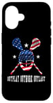 Coque pour iPhone 16 Joueur de crosse Outplay Outlast American Lacrosse