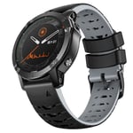 Garmin Fenix ​​​​7 / Fenix ​​​​7 Solar / Fenix ​​​​7 Sapphire Solar, etc. Silikonklokkerem, 22 mm - svart, grå