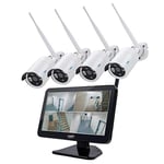 PNI HSWIFI650 House WiFi650 Video Kit-4 P2P Full HD Wi-Fi Surveillance Cameras and 12-inch LCD Monitor