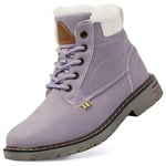 Mishansha Chaussures Enfant Hiver Chaudes Bottines Fille Garçon Bottes de Neige Antidérapantes Confortables Boots Outdoor, Violet 30