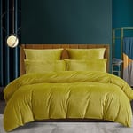 Luofanfei Housse de Couette Hiver 240x260 Chaude Flanelle Toucher Cashmere Polaire Parure de Lit en Velours Jaune Doux avec Fermeture Éclair, Linge de Lit 2 Personnes avec 2 Taies d'oreiller 65x65 cm