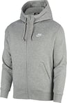 Nike M NSW Club Hoodie FZ BB Sweat-Shirt Homme DK Grey Heather/Matte Silver/(White) FR: 4XL (Taille Fabricant: 4XL)