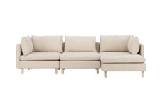 Zero Sofa m/ Divan 3-seter - Beige med sjeselong Venture Home