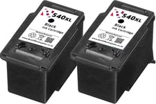 2 x PG-540 XL Black Refilled Ink Cartridge For Canon Pixma MX455 Printers