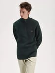 Fred Perry Textured Half Zip Jumper, Night Green