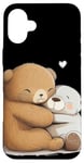 Coque pour iPhone 16 Plus Adorable câlin en peluche pour les amoureux des ours en peluche et des animaux en peluche