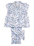 Mini Vanilla Girls' Jersey Floral Traditional Cotton Pyjamas - Blue - Size 5-6Y