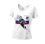 T-Shirt Femme Col V Lionel Messi Vintage Footballeur Foot Star