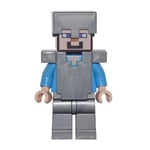 LEGO Minecraft Steve Minifigure with Iron Armor and Helmet from 21137