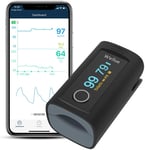 Oxysmart | Pulsoksymeter med eller uten Bluetooth og APP - Presise O2- og pulsmålinger med alarm for lave oksygenverdier og unormal hjerterytme. Med Bluetooth