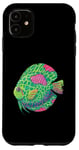 Coque pour iPhone 11 Zombie Green Cool Discus Tropical Poisson d'eau douce Halloween