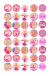 40 Barbie Logos Cupcake Edible Fairy Cake Wafer Toppers 3cm