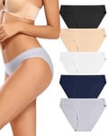 VOENXE Culotte Femme sans Couture,Invisible sous-vêtements Slips Taille Basse,Bas de Bikini Élastique,Culotte Sport Femme,Seamless Women Underwear Panties,Multipack Lot de 5